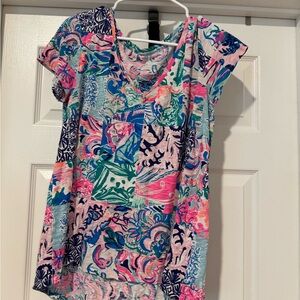 Lilly Pulitzer Multicolor Patchwork Short Sleeve Top